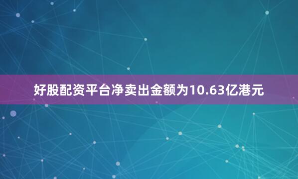 好股配资平台净卖出金额为10.63亿港元